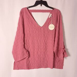 Chenault Double V 3/4 Sleeve Blouse Size M Relaxed Fit NWT